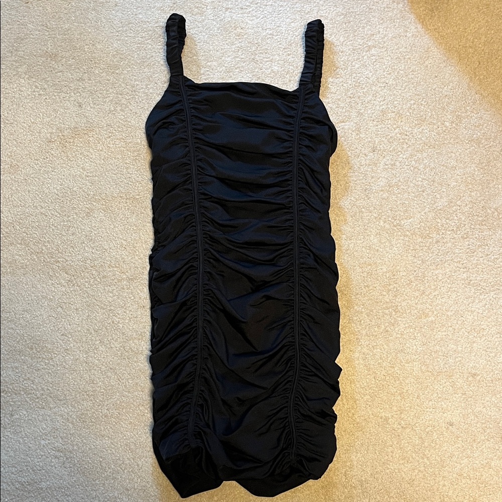 Katie J NYC Black Ruched Mini Dress